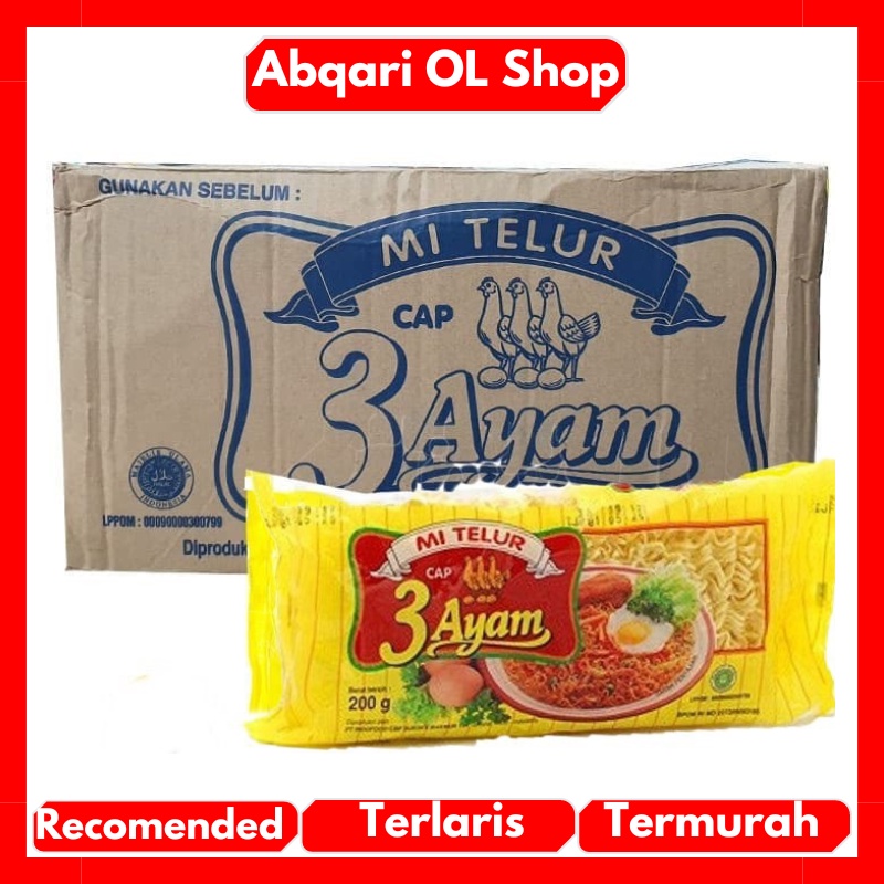 

Cap 3 Ayam Mie Telor Kuning 200 gr Dapat 1 Dus Isi 20 Pcs