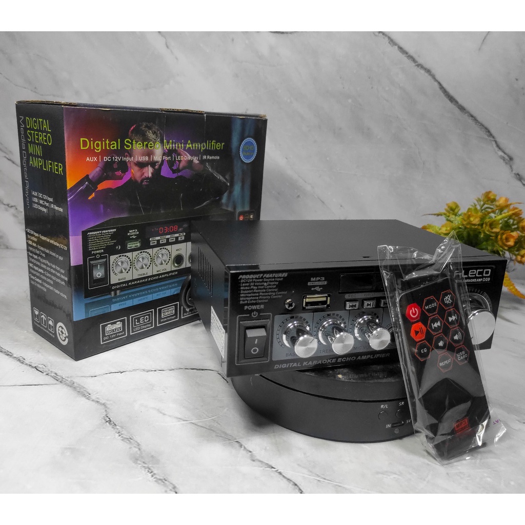 Power Amplifier Fleco D-09 AC DC Radio Bluetooth
