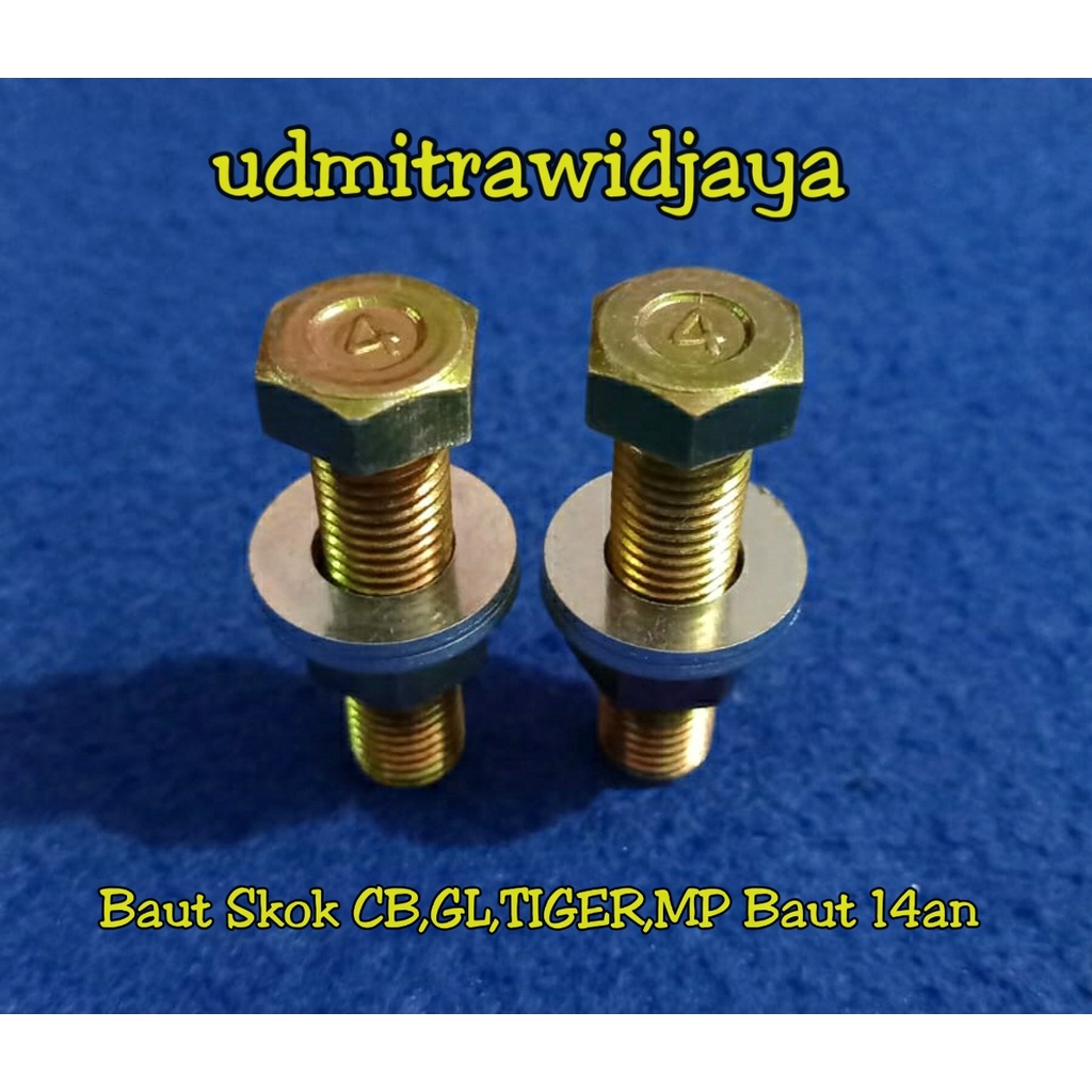 Baut hexagonL Shokbreker Belakang Honda  Win Gl Megapro Tiger Win Galvanis Baut Shok galvanis kuning 14an set manisan pemanis shock skok bawah CB GL Pro Max Tiger Megapro dll...