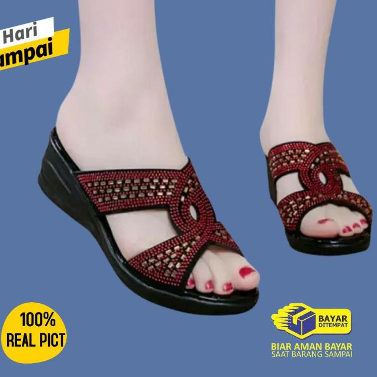 Sandal Calbi Wanita Terbaru Original Asli Sandal Wanita Calbi Ori Tinggi Sandal Wanita Wedges Andin 