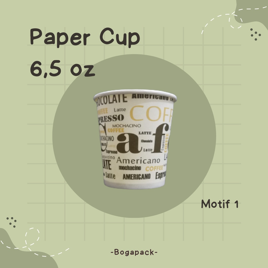 Paper Hot cup 6,5 oz 180ml Motif / Gelas Kertas Food Grade Printing / Gelas Kertas Motif / Gelas Ker