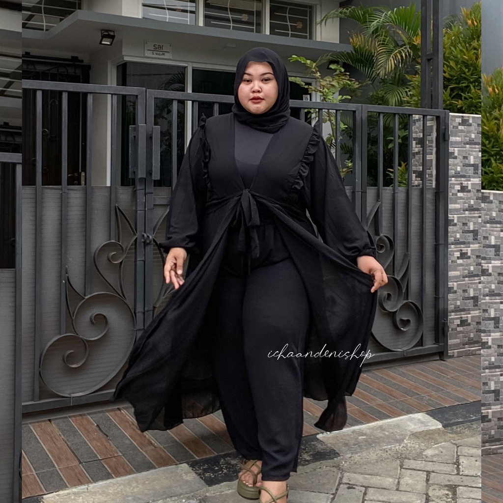 ICH - Lesya Long Outer Ruffle Jumbo Bahan Ceruty