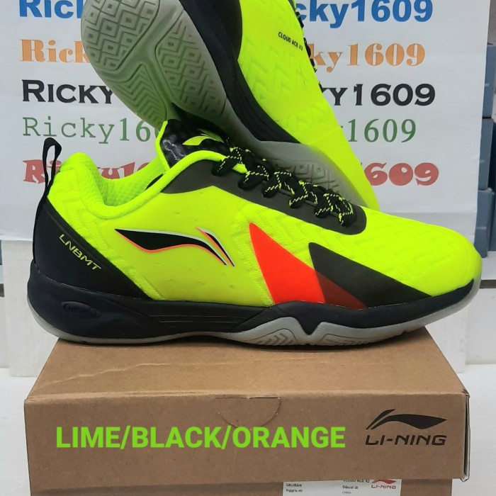 {MentariStore} SEPATU BADMINTON LINING CLOUD ACE X2 -CUSHION-TPU STABILITY - ORIGINAL - LIME/BLACK/O