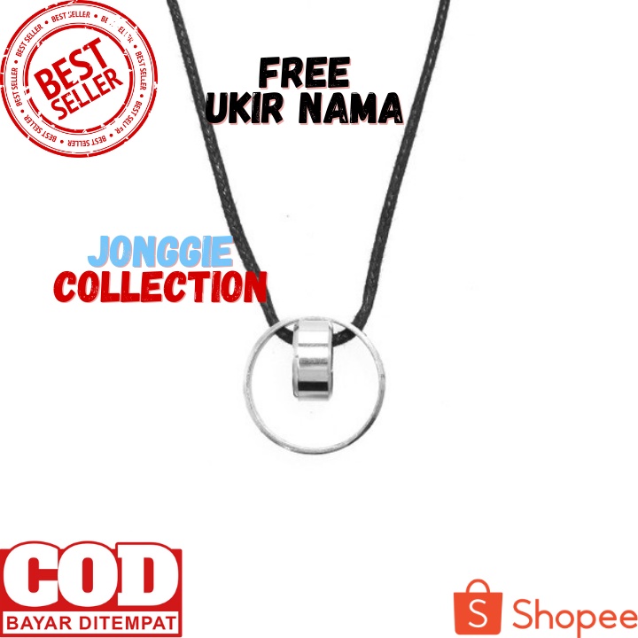 Kalung Pria Kalung Tali Liontin Cincin Double Bisa Ukir Nama Besar Stainless style Anti Karat Bisa COD