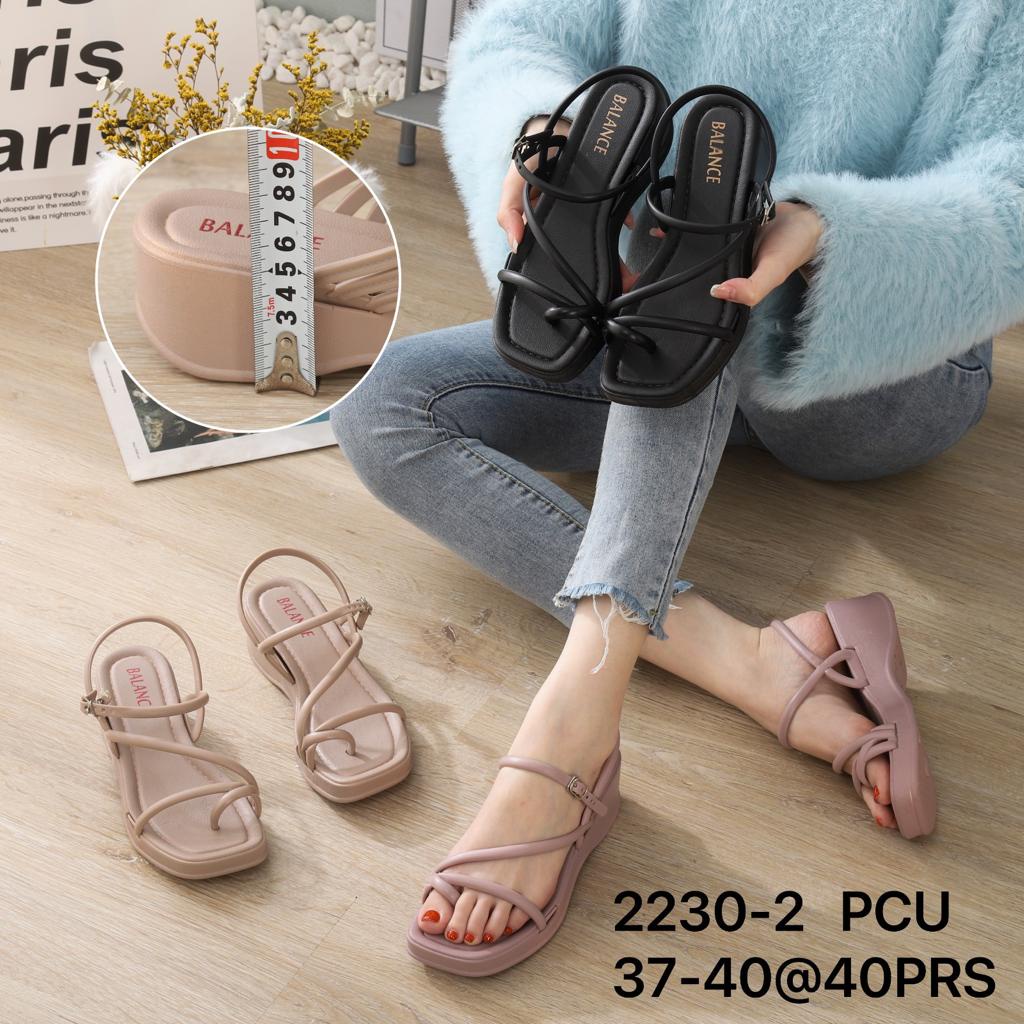 Sandal Wanita Wedges Tali Belakang Bahan Karet PVC Balance 2230-2 - Ukuran 36-40