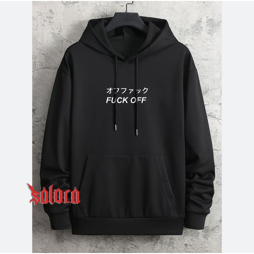 VASPLY Jaket Sweater Hoodie Fuck Off Tulisan Jepang Pria Wanita