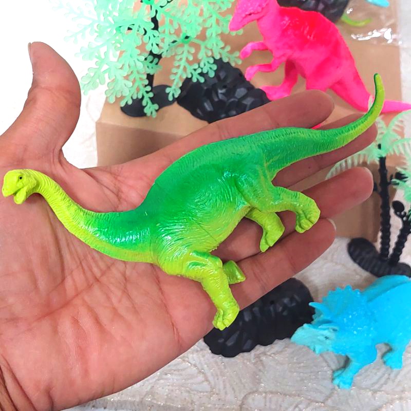 MAINANKEI MAINAN ANAK MINIATUR DINOSAURUS KARET OCT1219 POHON BATU HEWAN DINO ISI 3 WORLD ANIMAL