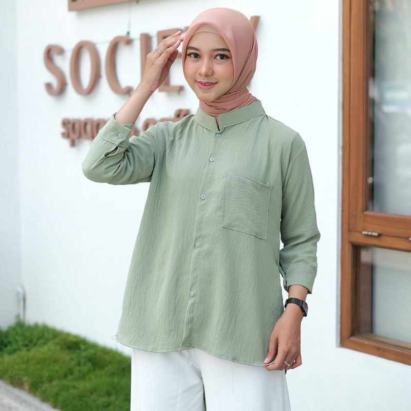 Blouse Sanghai Crinkle Airflow Kemeja Basic