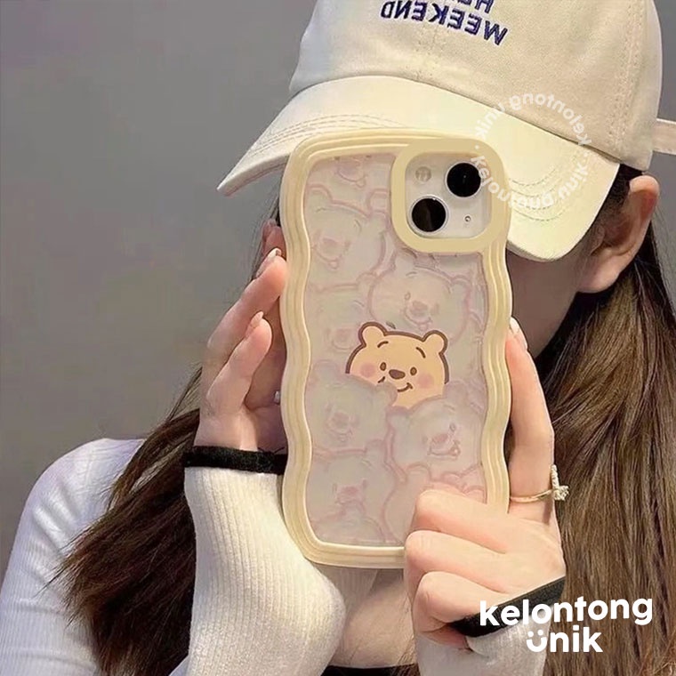 For iPhone - Pooh 2in1 Pastel Wavy Case