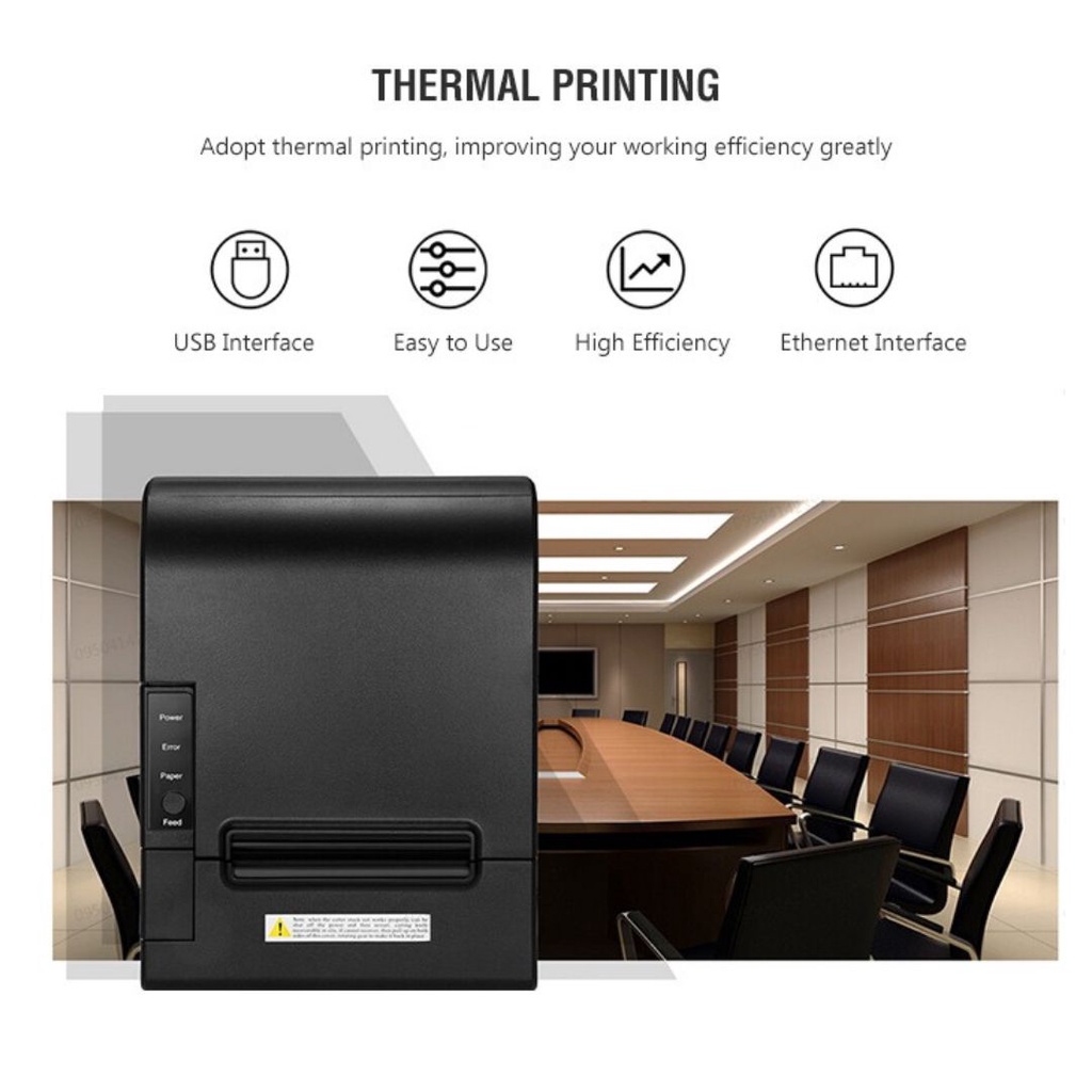 Printer Mini Thermal Printer POS Network and USB Port 80 mm - JP80H-UE - Black