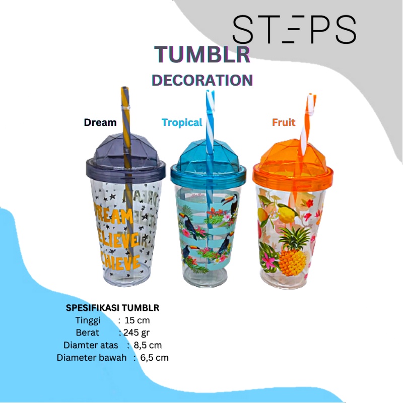 TUMBLR BOTOL MINUM WITH STRAW/ TUMBLR MURAH BERKUALITAS/ SEDOTAN GLASS CUP 600ml