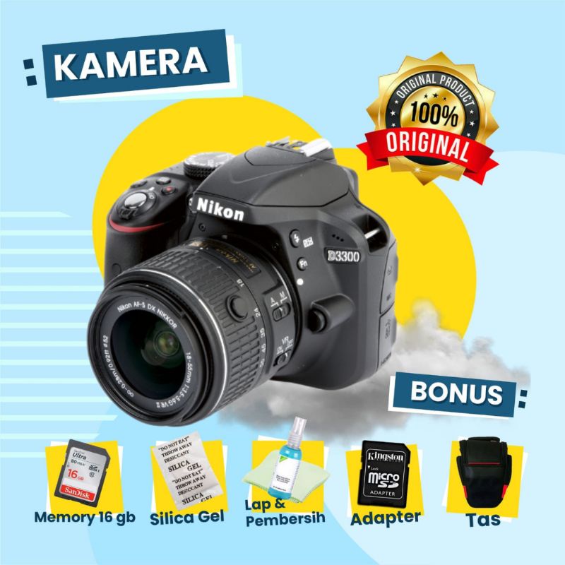 NIKON D3300 Kit Second BERGARANSI - Kamera Nikon Siap Pakai Lebih Bagus daripada Nikon D3100 dan D32