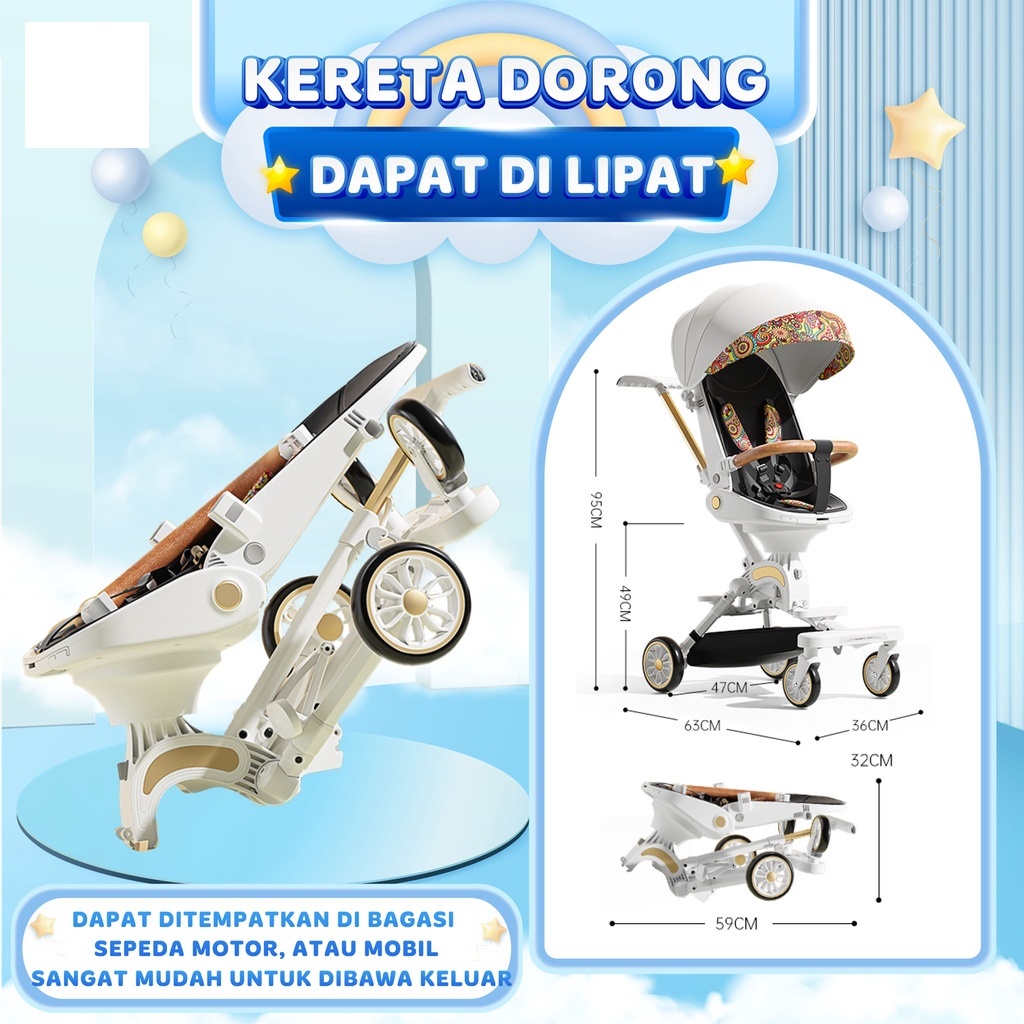 SUPER STROLLER VBABY-LX300 FOR NEW BORN//Kereta Dorong Bayi dan Balita Terbaik//Gratis Tray Makan/ Meja Makan bayi dan Balita
