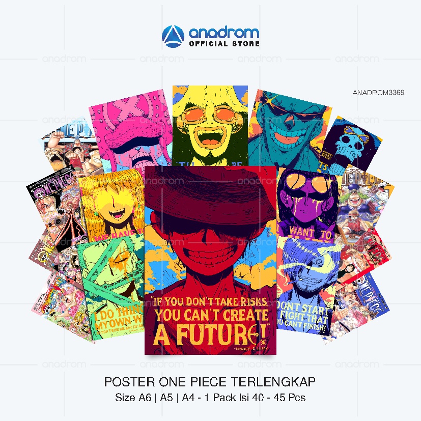 

Poster One Piece Terlengkap | Poster Character One Piece Size A6 - A5 - A4 1 Pack Isi 40 - 45 Pcs | Anadrom 3369