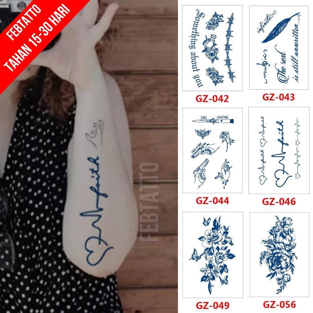 Tato Temporer Ukuran 18cm x 11cm Motif GZ 046 Tulisan Love Tato Lengan Tato Dada Tato Tangan Tato Ka