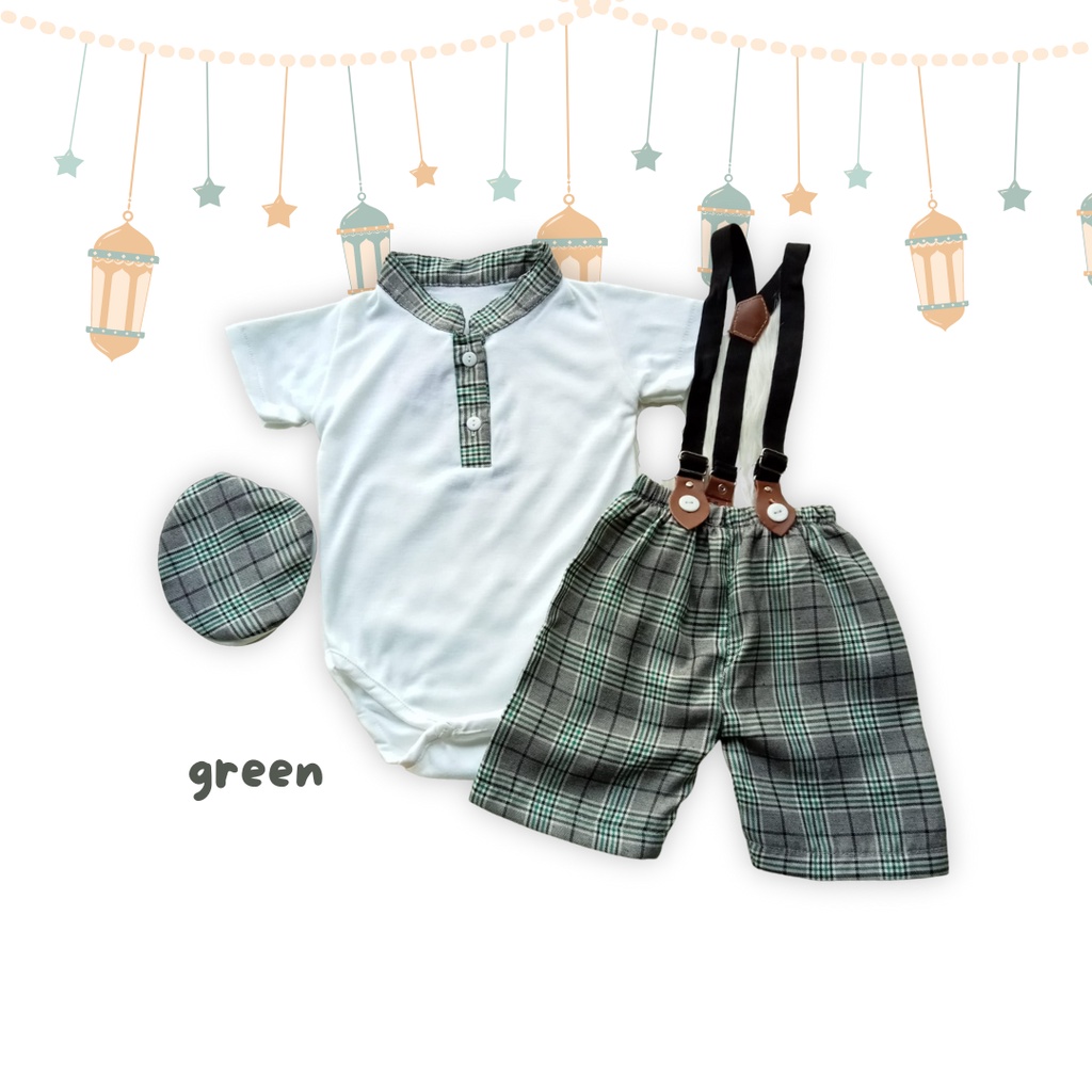 jumper suspender setelan romper anak laki laki 3 12 18 bulan baju koko anak baby baru lahir ZAYN koko set