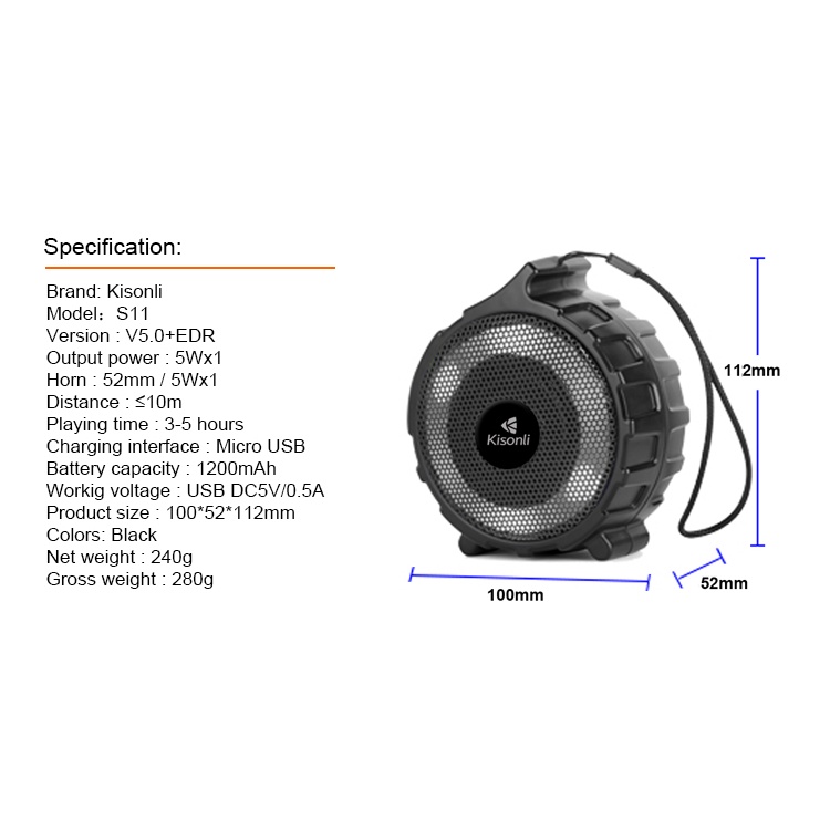 Speaker S11 Bluetooth Portable Kisonli Mini Wireless For Game Scene With Colored Lights Suitable - XOBOX