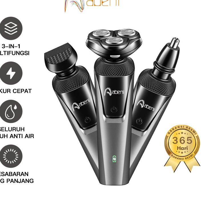 ◘ Abeni Alat Cukur Elektrik /Shaver/cukur jenggot  Listrik Portable 3IN1 Upgrade kelabu ❋