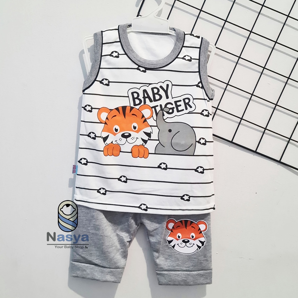 [EK-006] Setelan Baju Anak laki-laki usia 6 bulan - 2 tahun motif KEREN series putih