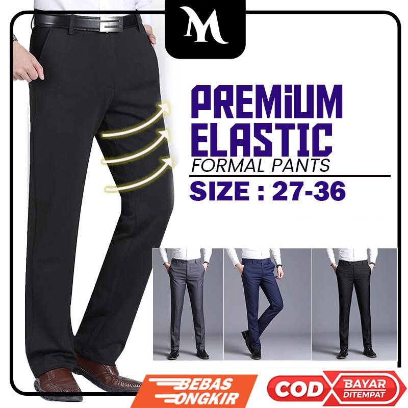 CELANA FORMAL / FORMAL PANTS KANTOR PRIA RESMI KERJA WARNA HITAM PREMIUM CLASIC HIGH TWIST ORIGINAL NIKAYU