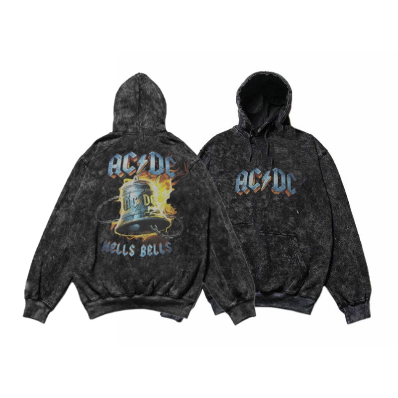 Jaket Sweater Hoodie Sandwash Motif Acdc Flame Premium Washing Hoodie Quality