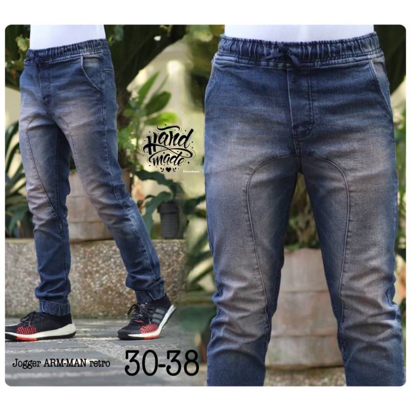 Celana Jeans Jogger Arm Man Denim Sobek Panjang Pria