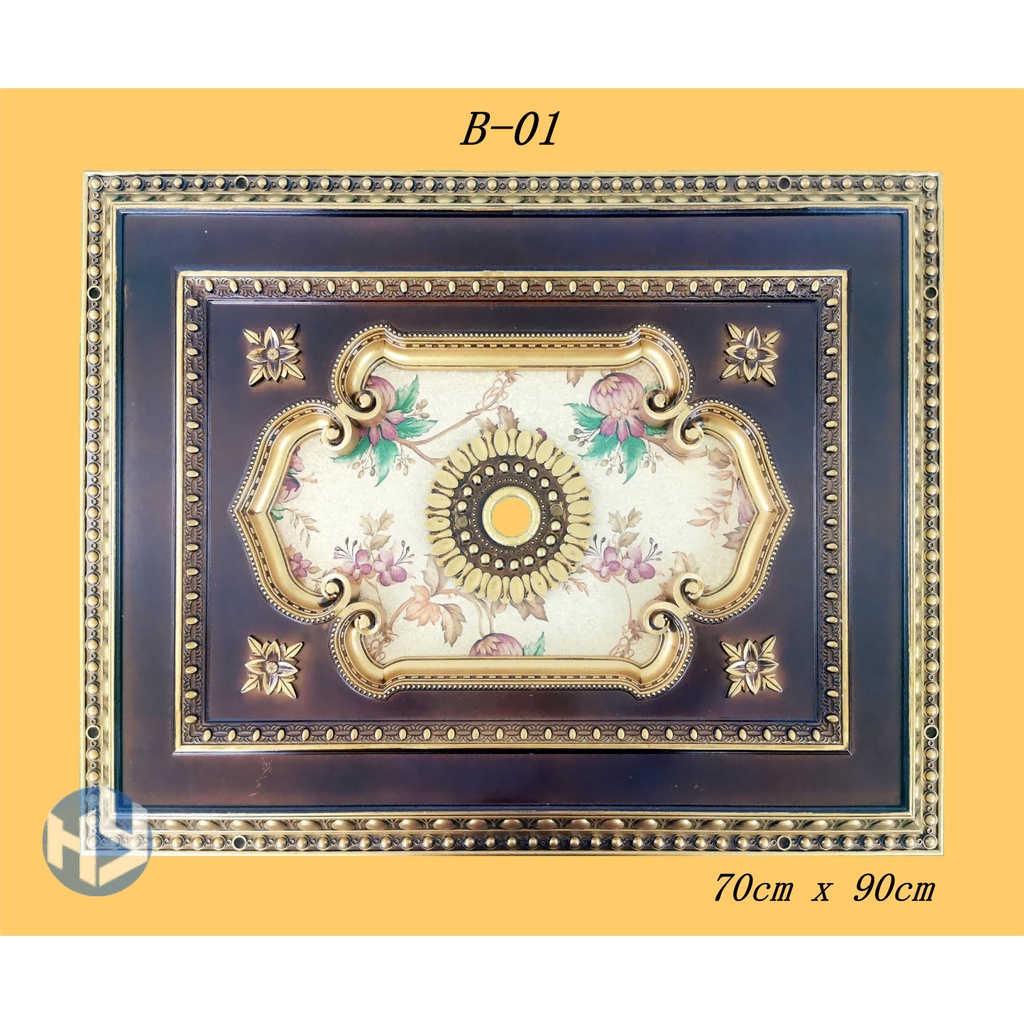 Ornamen lampu/Ornamen Hias/Ornamen Plafon/Ornamen PVC lampu hias Segi Panjang 70cm x 90cm Warna Blac