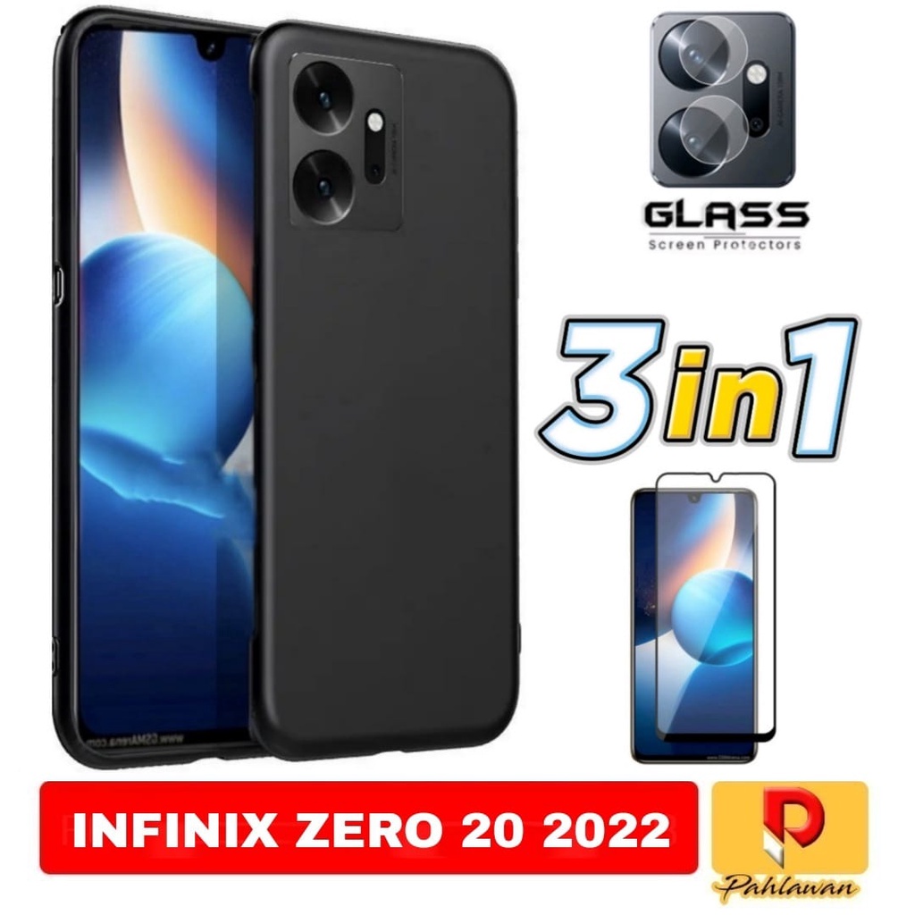 PAKET 3 INC 1 CASE INFINIX ZERO 20 Soft case Ultra Slim matte Premium - INFINIX ZERO 20, Hitam