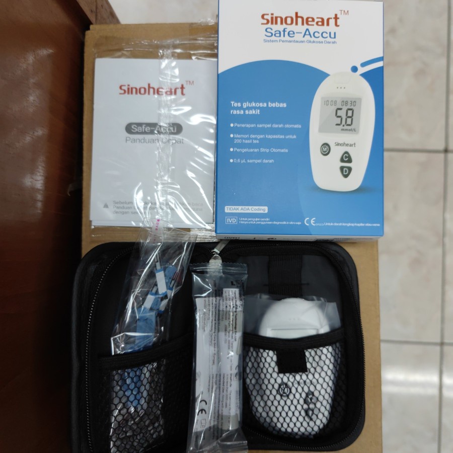 Paket Hemat Tes Gula Darah Sinocare Sinoheart Safe Accu FREE Jarum dan Strip