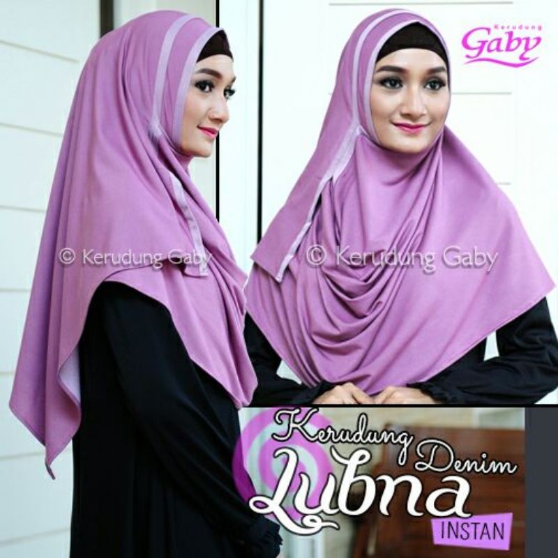 Gaby - Kerudung Denim Lubna Hijab Instan Denim Premium Adem Pashmina Instan 2 Lubang