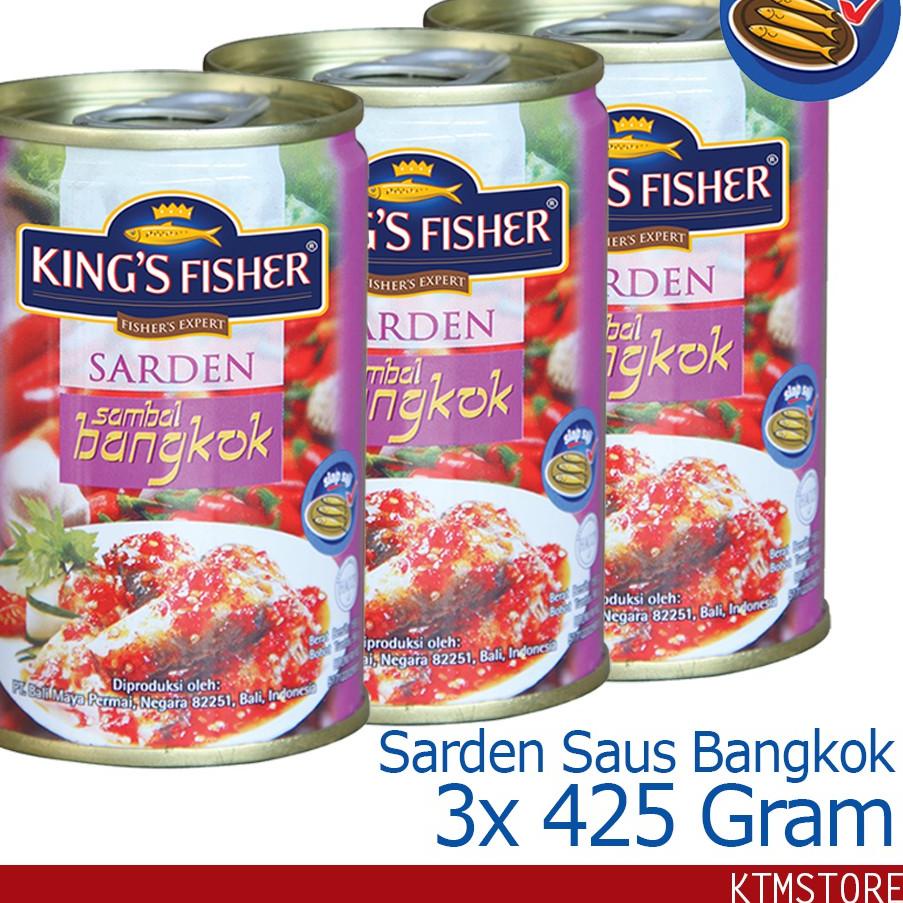 

QC PASS⚡️⚡️-Paket 3 pcs King's Fisher Sarden saus bangkok 425g Makanan Kaleng kings fisher