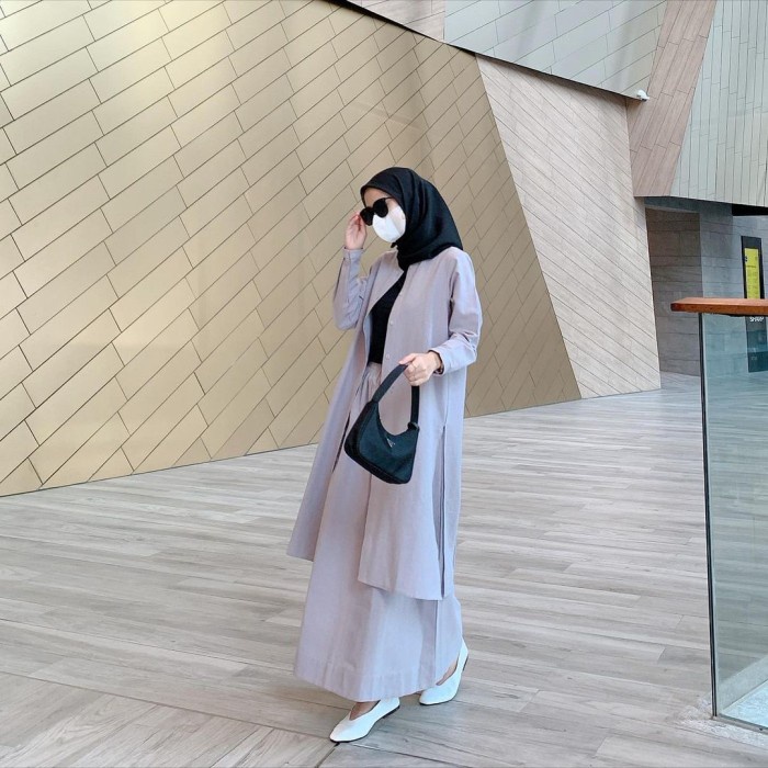 ✨LARIS✨ -Tania setelan rok tunik wanita ORI remaja muslim terbaru size M - XXL - cream, M- 1.2.23