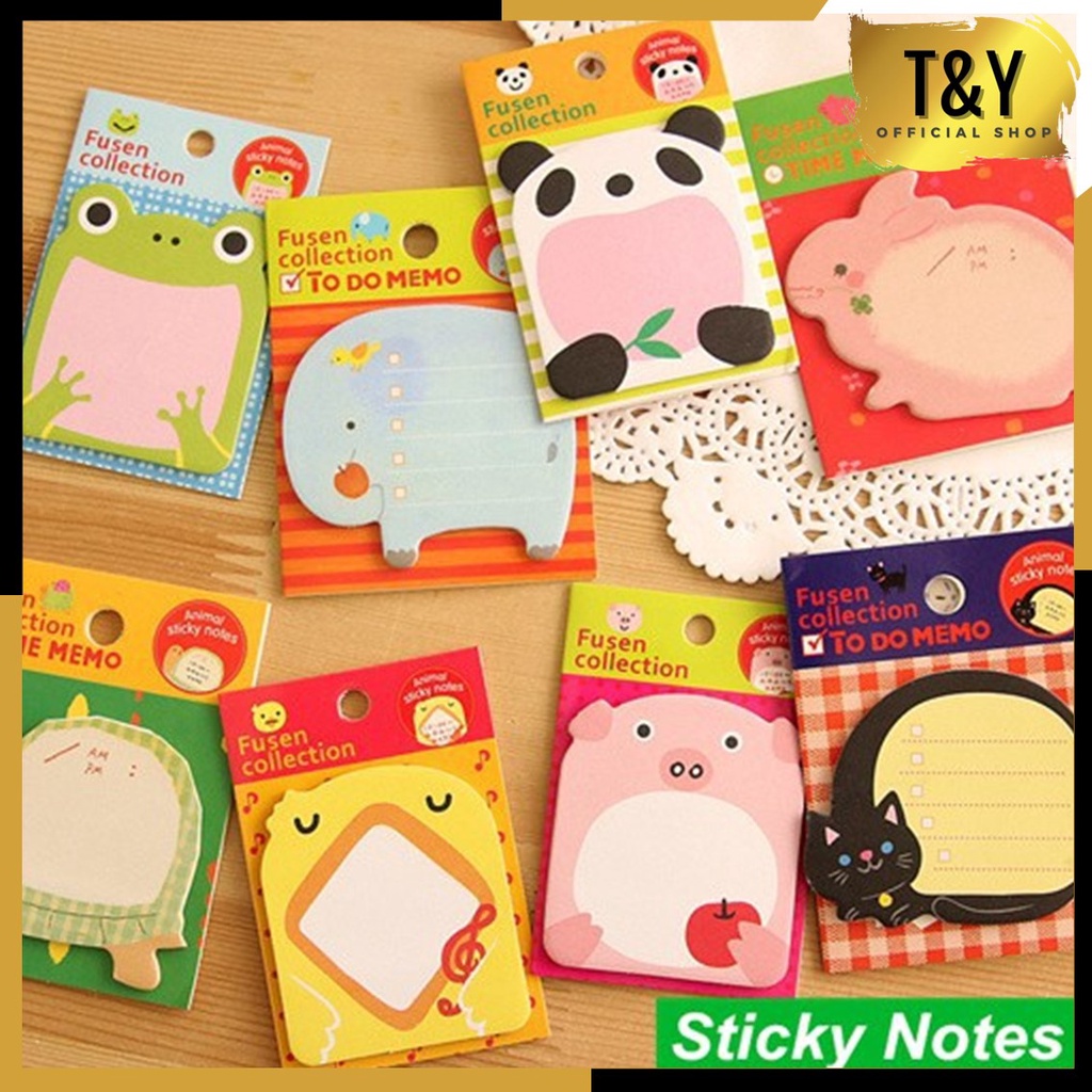 T&amp;Y Sticky Notes Motif Hewan Tempelan Kertas Catatan Memo Note Karakter Animal Mini Book Karakter Binatang Lucu