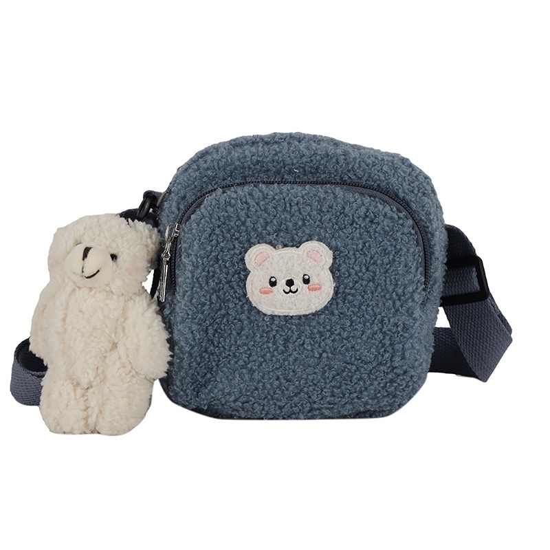 OVERFLOWS.ID CUTE BEAR WOOLEN SLING BAG TAS BEAR LUCU