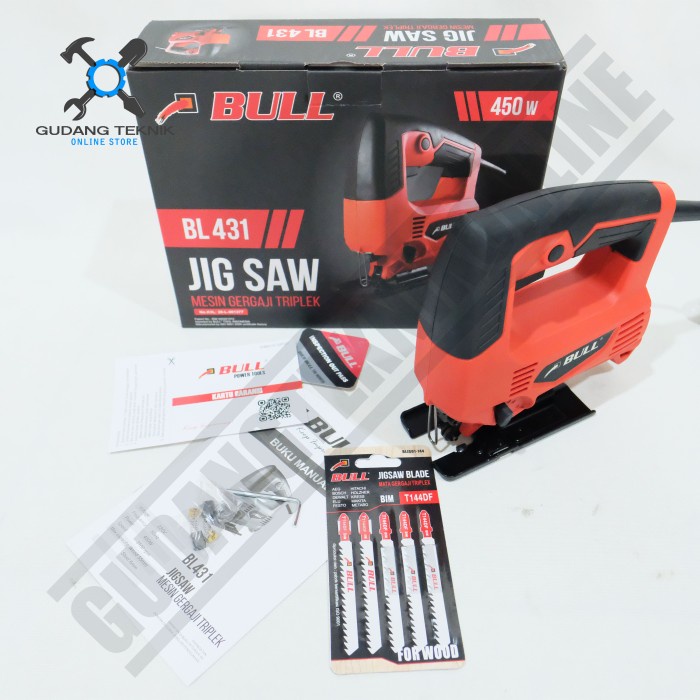 Mesin Jigsaw Gergaji Kayu Listrik 450 Watt BL431 BULL / Mesin Gergaji Triplek Electric Jig Saw 450W BL 431 BULL