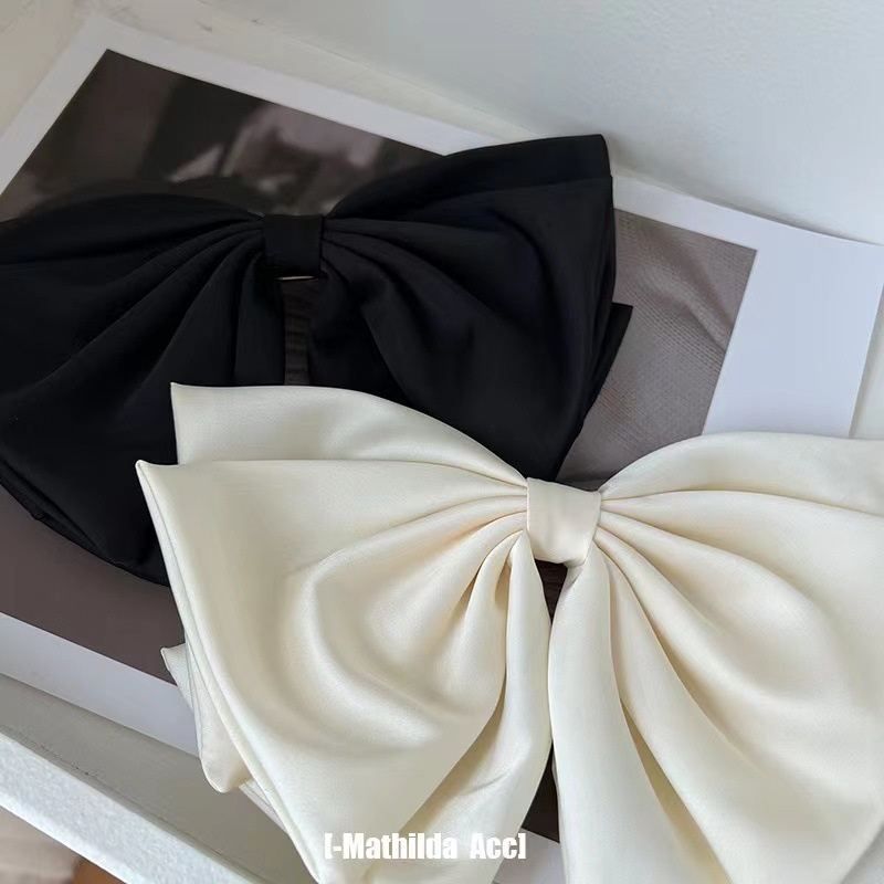 SUPER FAIRY BIG BOW HAIRCLIP RIBBON HAIR CLIP KLIP JEPIT RAMBUT PITA BESAR JEPITAN GIRLY FRENCH RETRO VINTAGE KLIP AKSESORIS SATIN KAIN SILK LEMBUT WARNA SOLID POLOS HITAM PUTIH BEIGE KREM IVORY KOREA KOREAN INS TRENDY NICHE