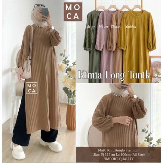 Kimia Long Tunik Hornet knit Premium / Dress wanita / dress knit / gamis knit premium