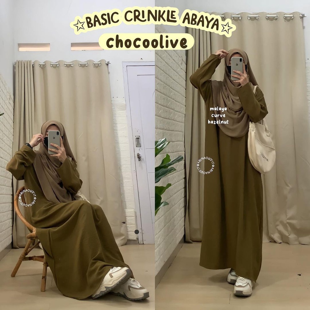 BASIC CRINKLE ABAYA BY ARUNAOUTFIT