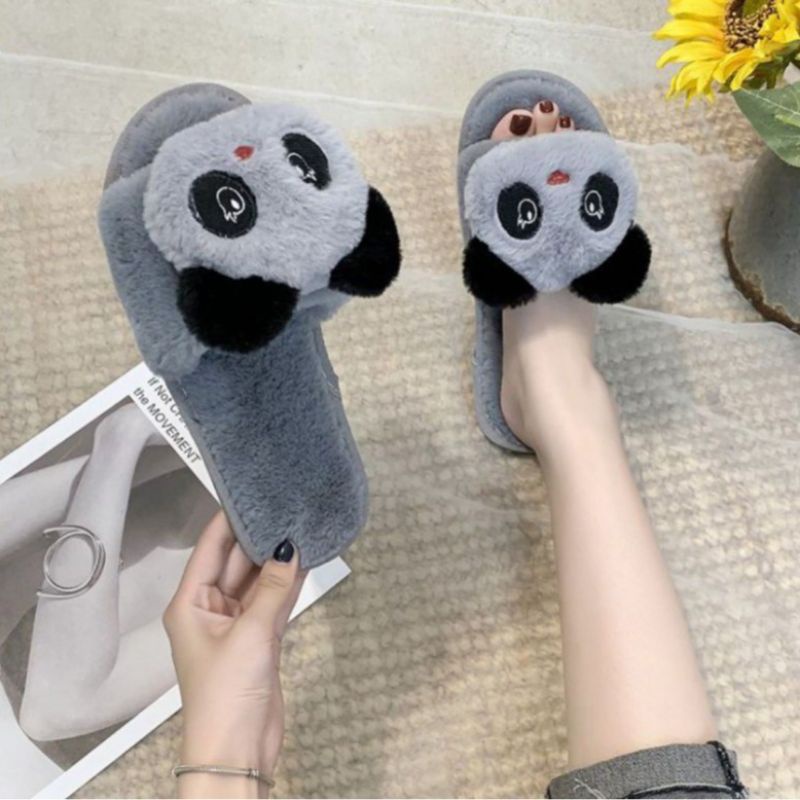 Sandal Rumah Sandal Slop Bulu Boneka Panda