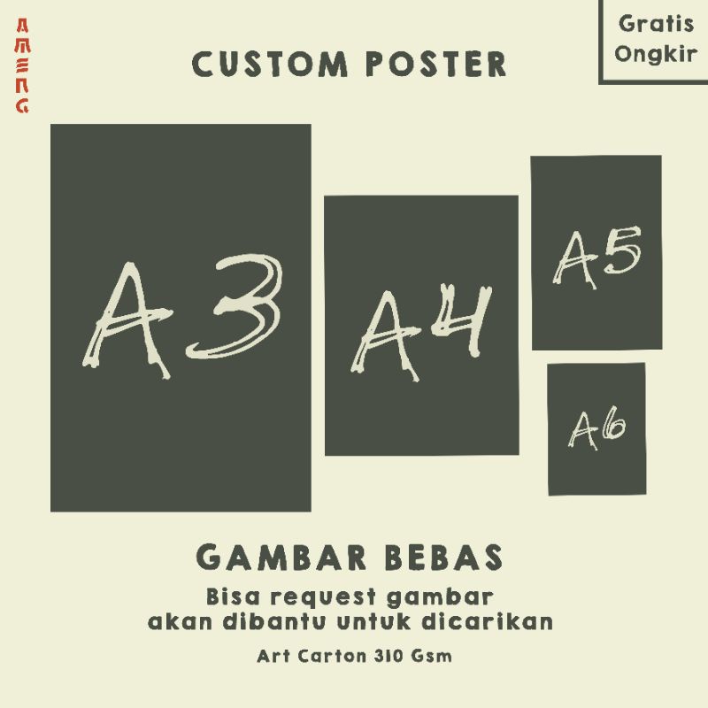 

Cetak Poster Custom | A3 A4 A5 A6 | Desain Bebas