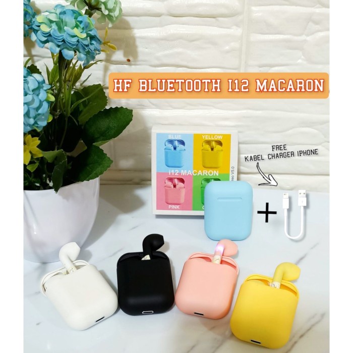 Headset Bluetooth GROSIR AIRPODS BLUETOOTH MACARON INPODS i12 TWS + pack plastik Best Seller Wireles