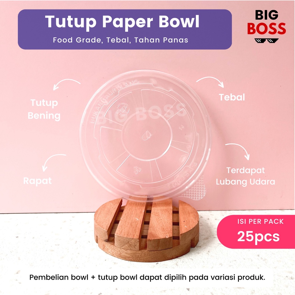 [ISI 25 PCS] Paper Bowl 360ml 500ml 650ml 800ml / Paper Bowl + Tutup / Mangkok Kertas Polos / Mangkok Kertas + Tutup / Paperbowl Polos