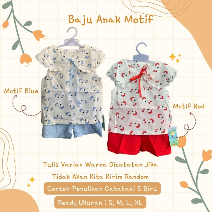 Baju Anak Perempuan Motif Cherry Motif Star Setelan Fashion Wanita Pakaian Anak Perempuan