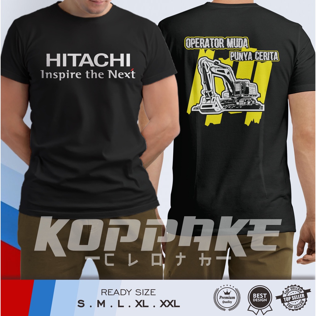 Kaos Alat Berat Hitachi Operator Muda Excavator Baju Distro