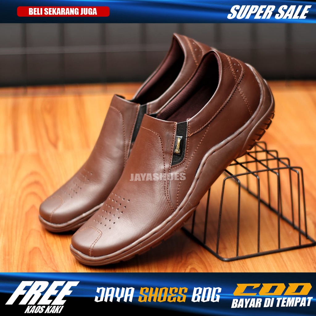 BADIL Sepatu Formal Pria Kulit Asli Slip On Casual Santai Kerja Kantor Asli Original Distro