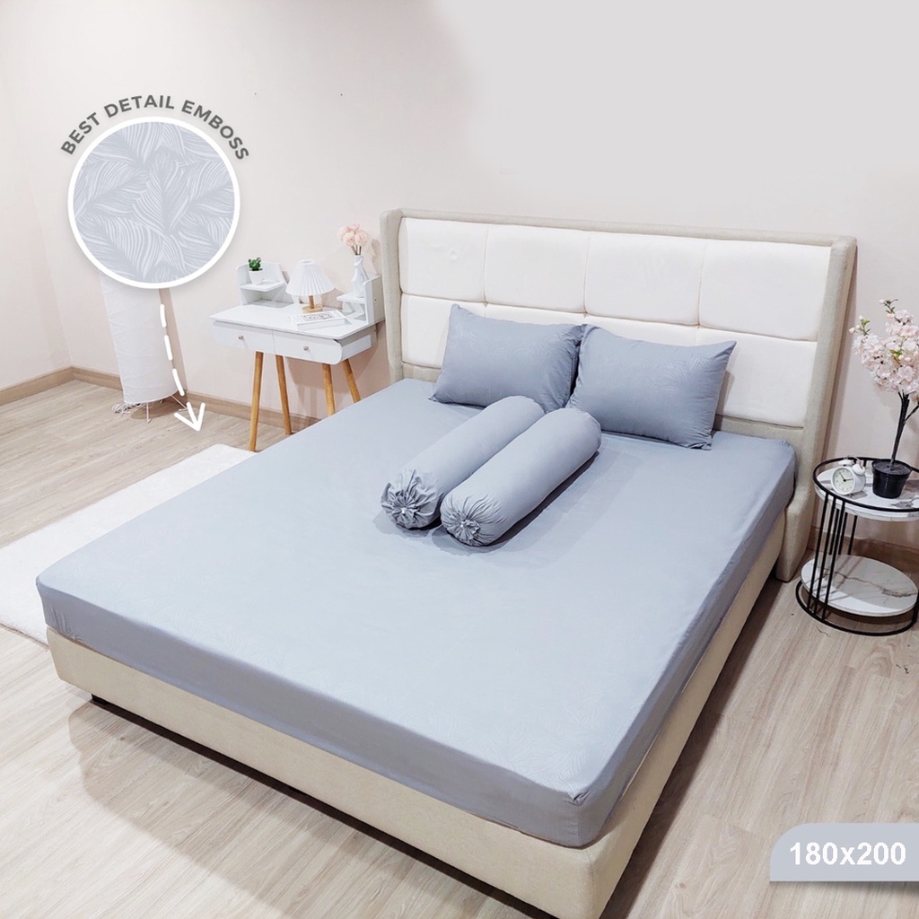 [✅COD] Set Sprei Seprei 180x200 Dan 4 Sarung Bantal Guling Homemade Katun Polos Embos Perlengkapan Dekorasi Kamar Rumah Murah