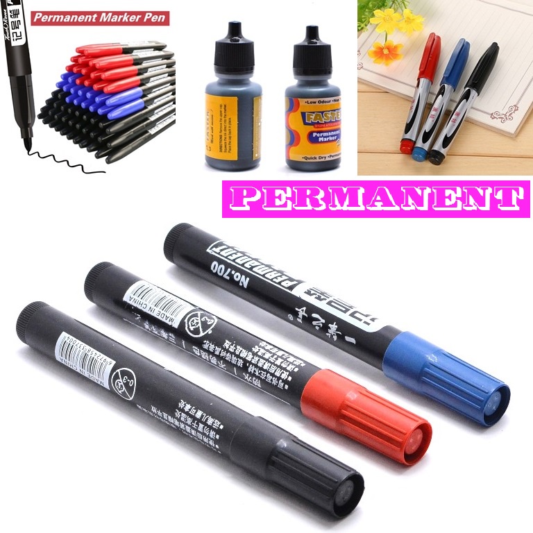 

spidol permanent refill isi permanen marker hitam merah biru warna refil isi ulang