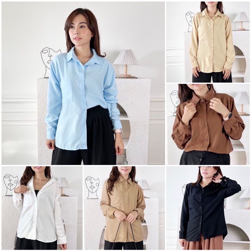 BEFAST - ZEC BLOUSE NONA / Mihoko Oversize Blouse / Pakaian Polos Formal Wanita / Atasan Wanita lengan Panjang / Fashion Kekinian Remaja ABG / Blouse Kerja Wanita Casual / Outfit Wanita Hijab Style / Blouse Bisa Di Jadikan Outer