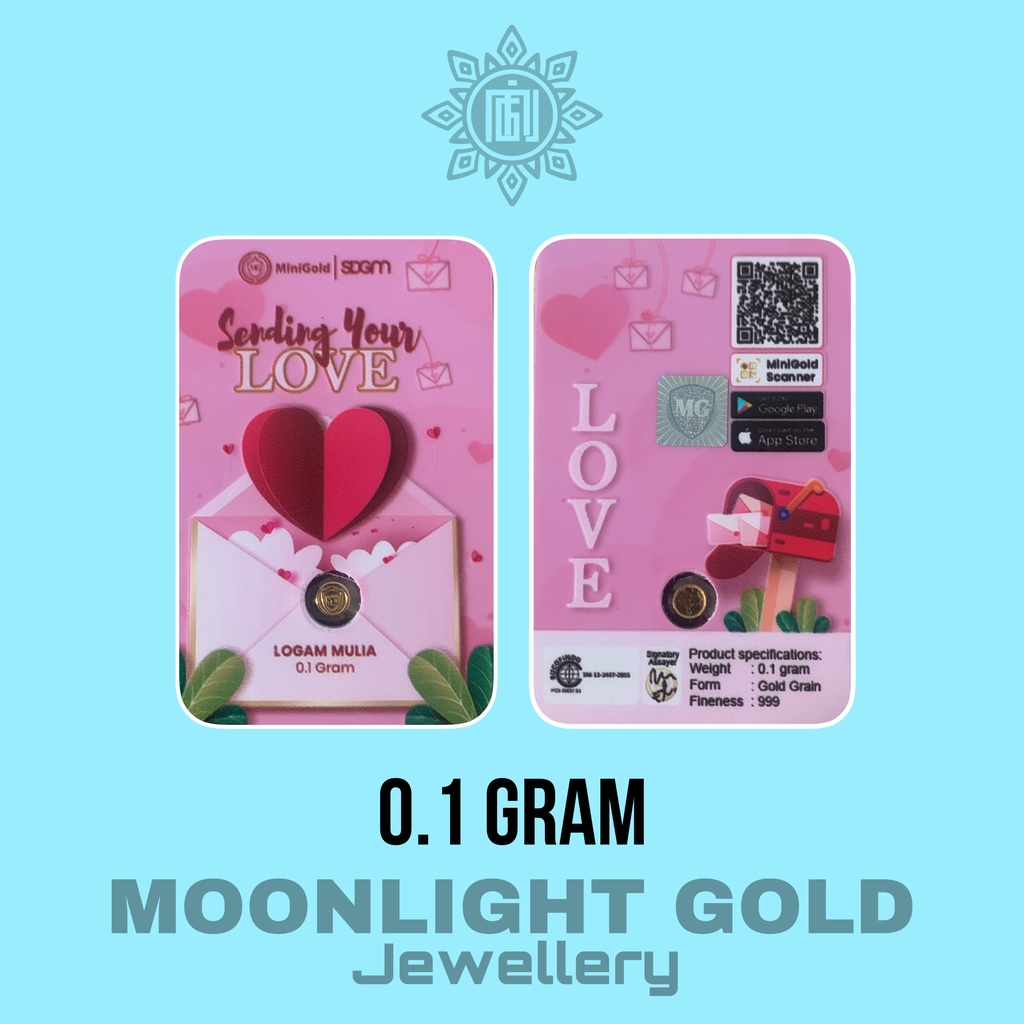 MiniGold 0.1 Gram Gift Series Love New 0,1 gram Tukar Antam Logam Mulia 0.1gr 0,1gr 0.001gr 0,001gr 