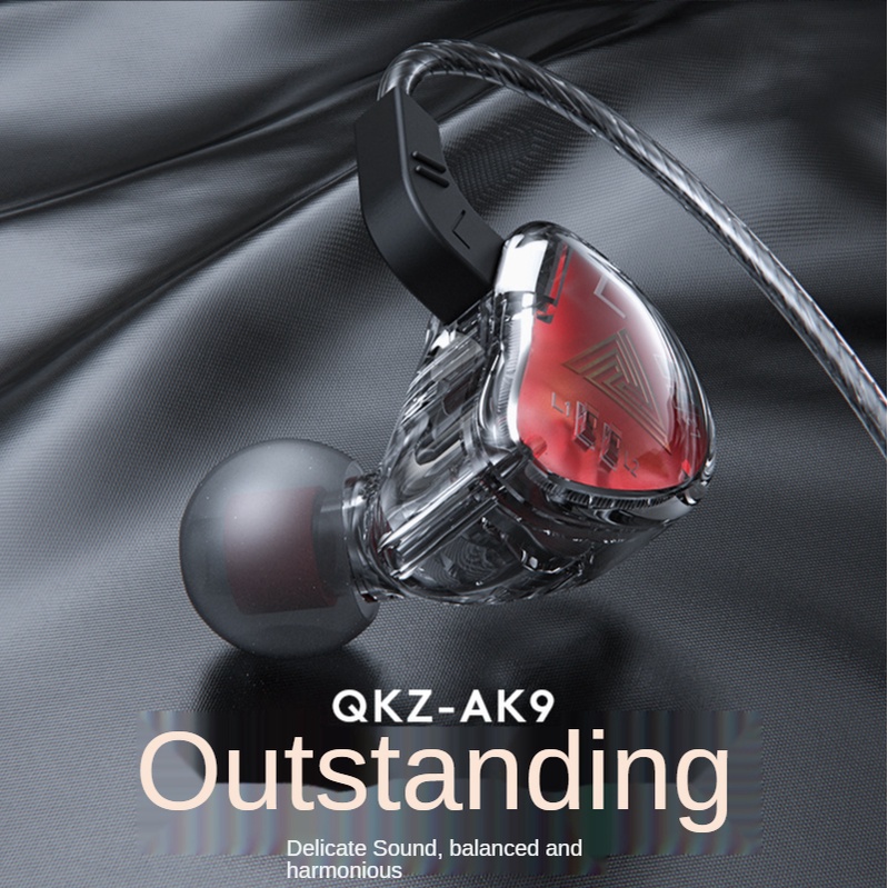 QKZ AK9 Earphone with Mic Sport Running Fashion In-ear Diamond Gaming Headset Wired Jack 3.5mm HIFI Music Bass